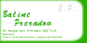 balint preradov business card